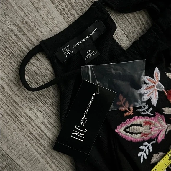 INC Black Sleeveless Embroidered Floral Jumpsuit - Picture 13 of 15